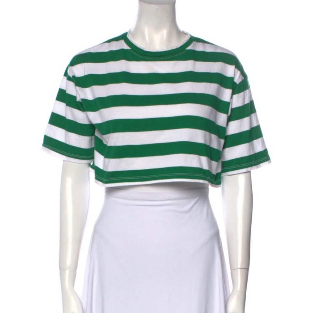 The Frankie Shop Striped Crew Neck Crop Top
